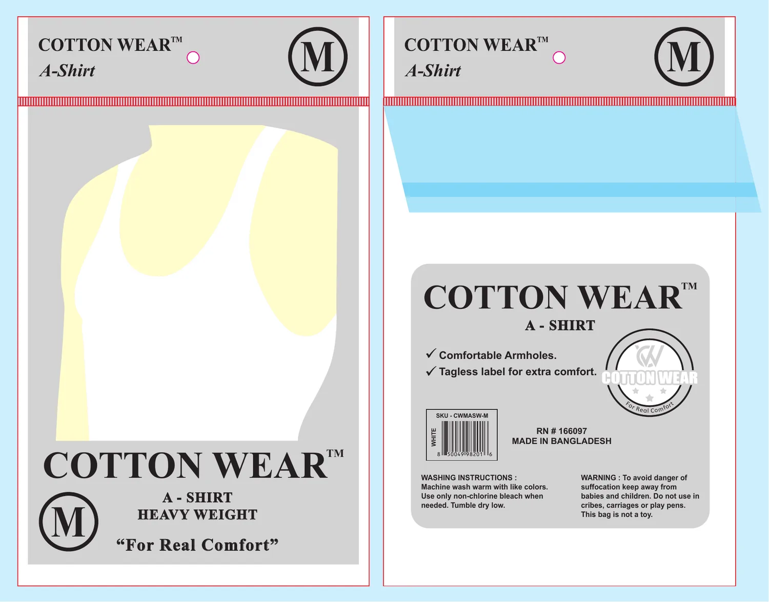 Muscle shirt white packaging