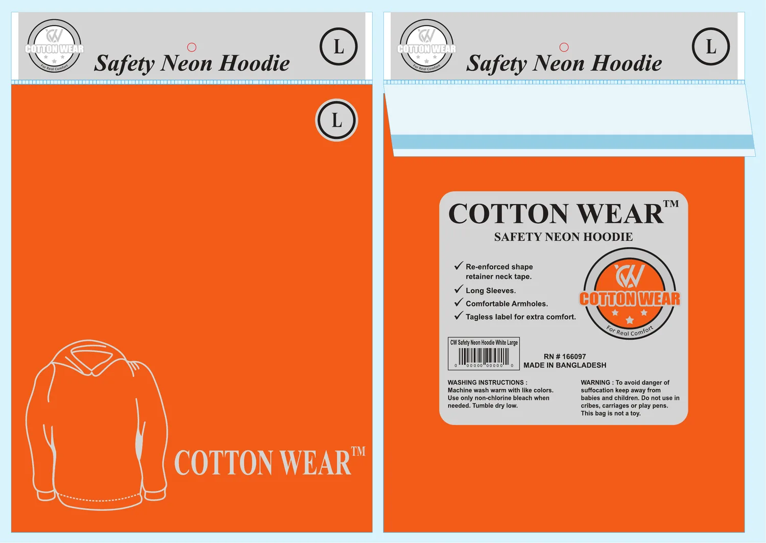 Safety neon orange packaging