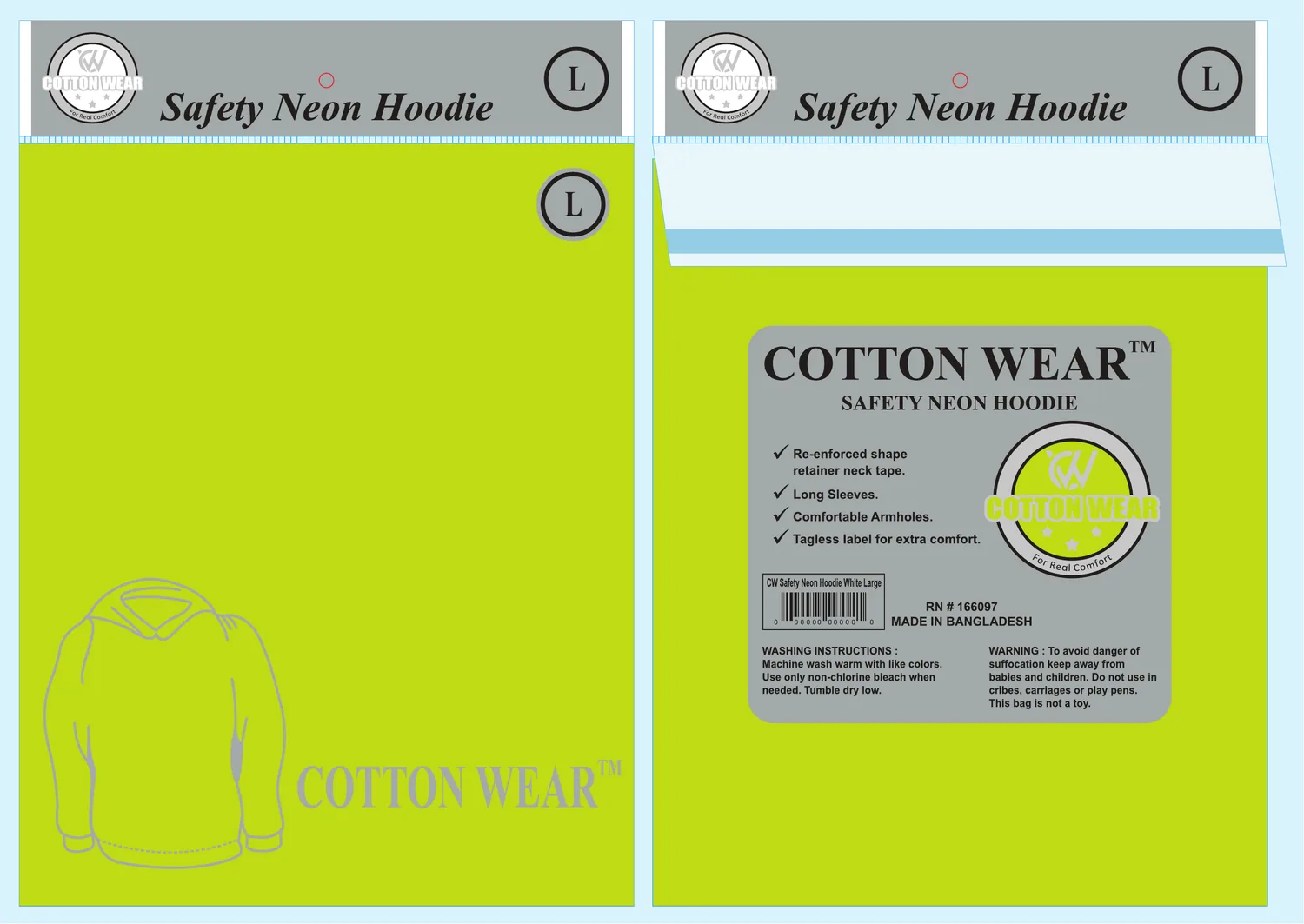 Safety neon yellow packaging